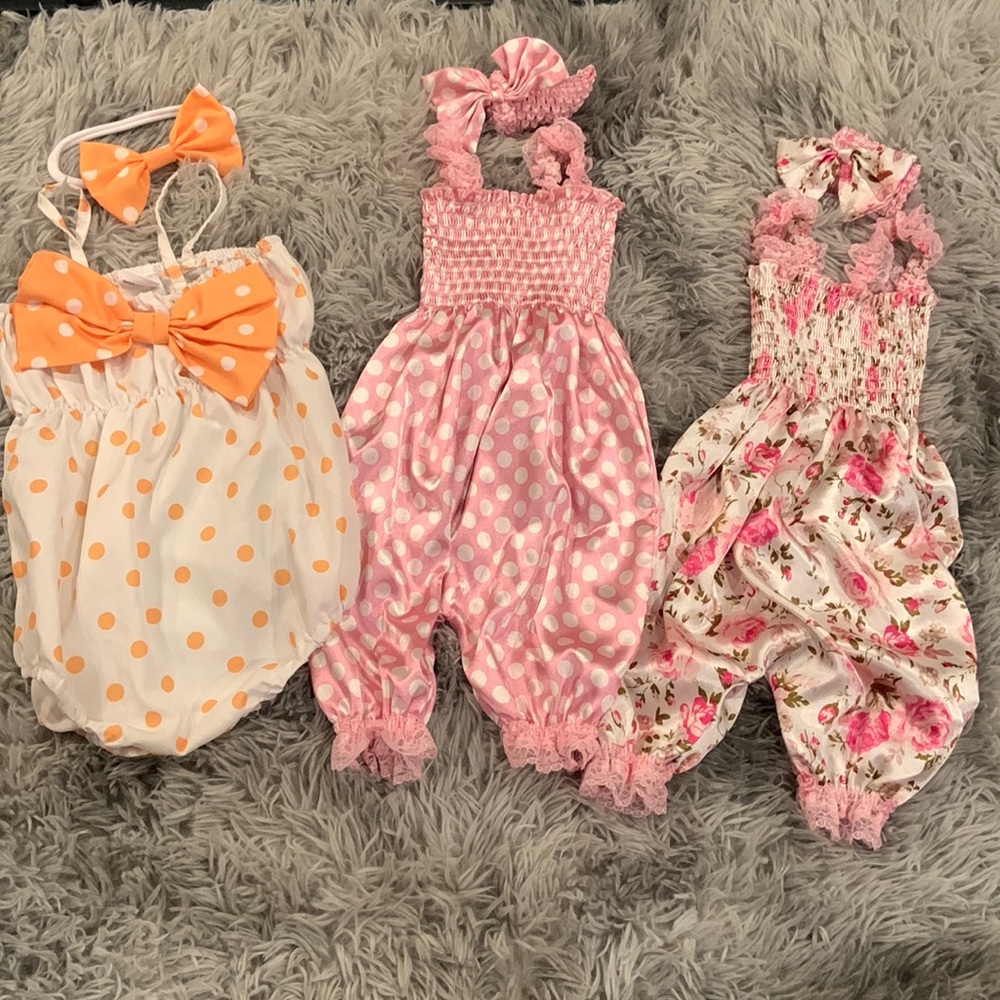 Lot bundle of 3 baby girl NWOT Outfits